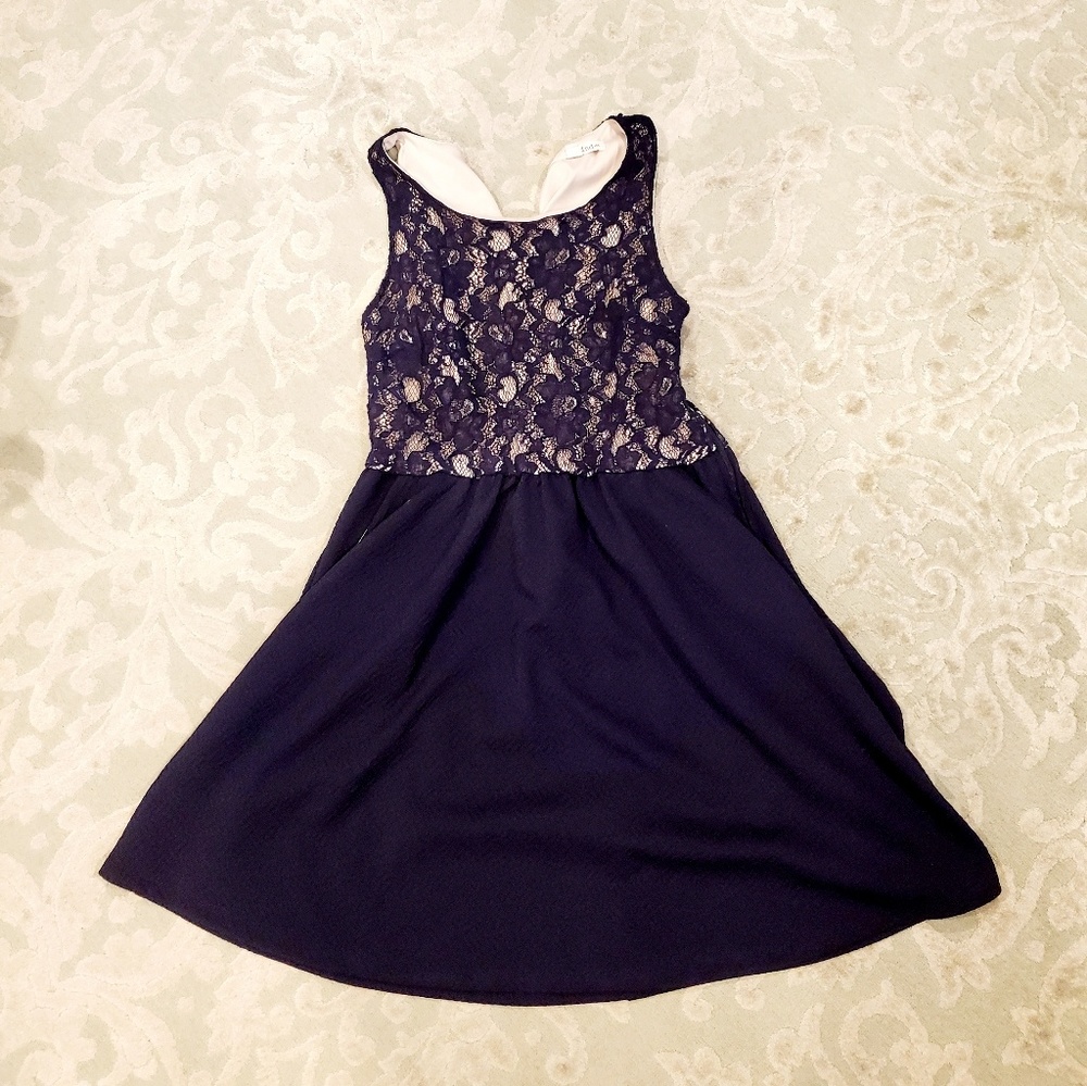 Navy blue dress with pockets